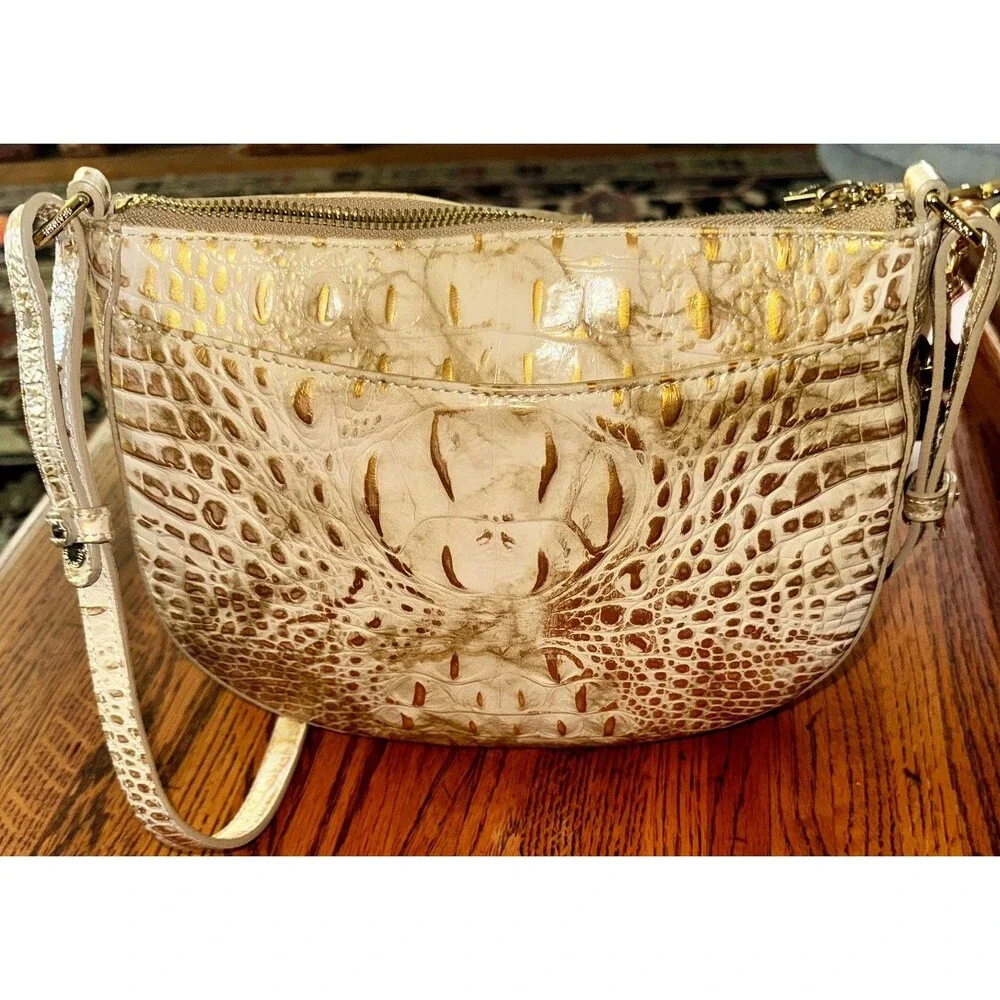 Gorgeous Brahmin Vanessa Leather Shoulder / Crossbody Bag in Gold EUC